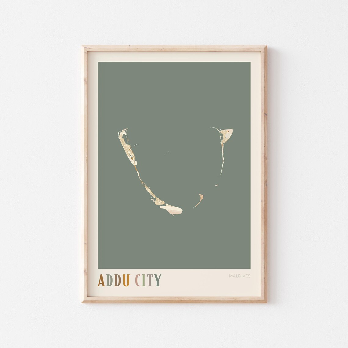 Addu City Map Poster Print Wall Art Maldives Travel Gift Boho
