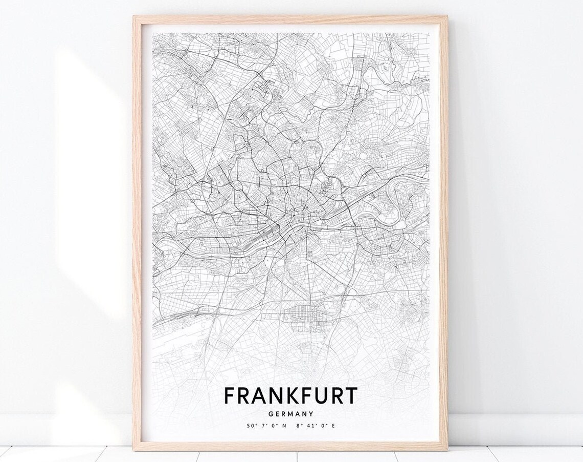 Frankfurt Germany Minimalist Street Map Line Art City Wall Poster
