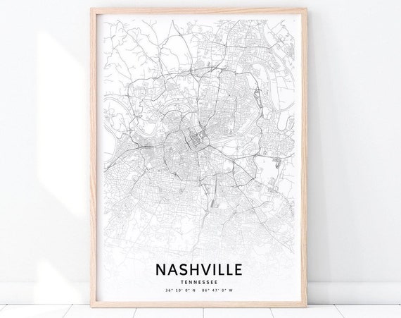 Nashville Map Print, Tennessee Modern Poster