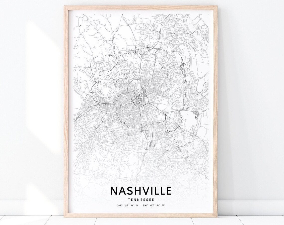 Nashville Map Print, Tennessee Modern Poster