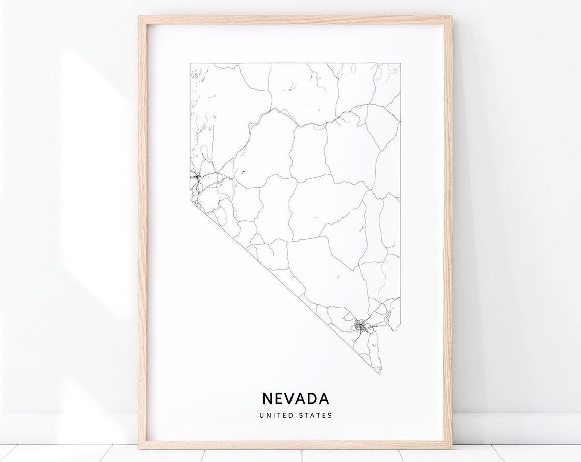 Nevada Map Print, Modern Minimalist Travel Poster