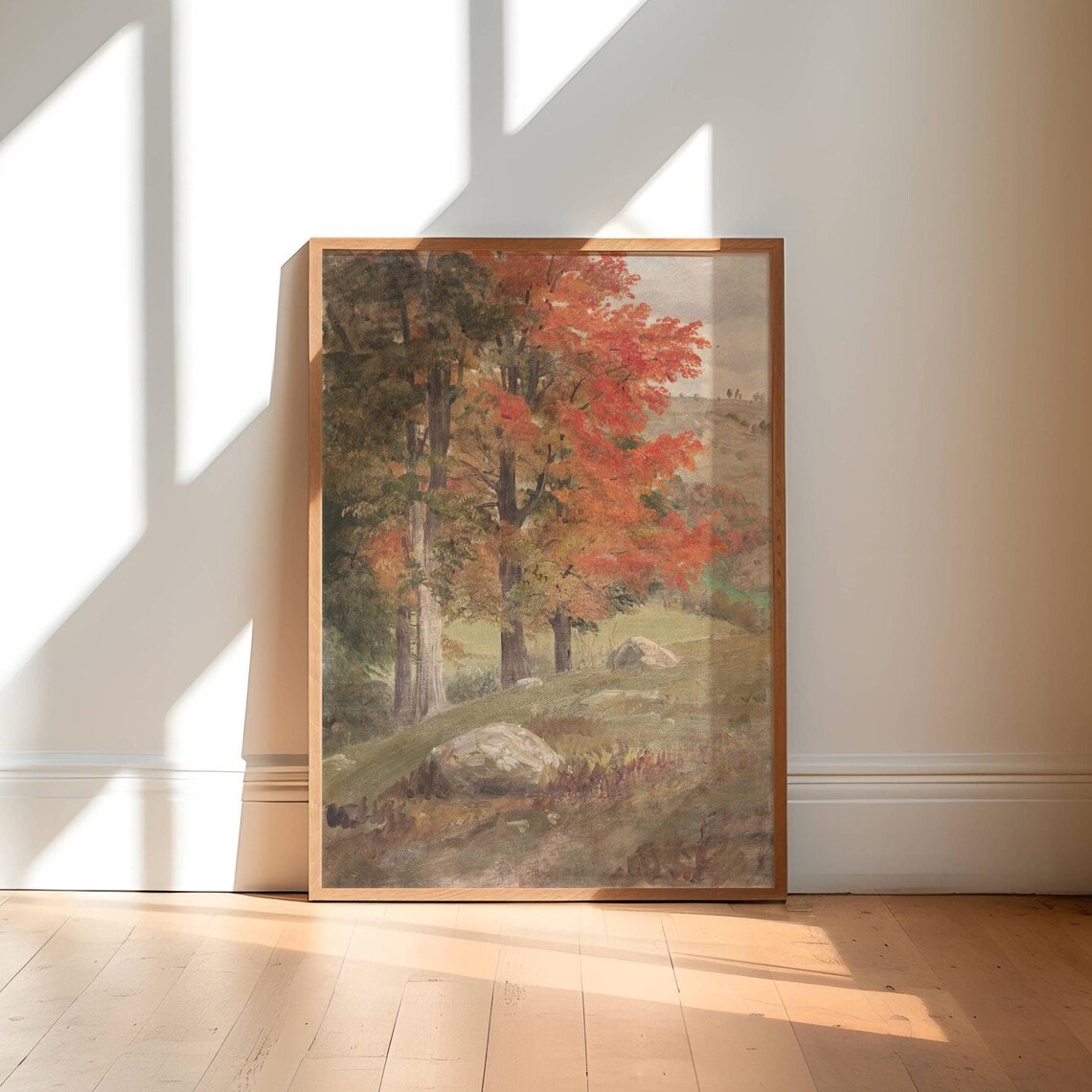Autumn Forest Landscape Painting Fall Trees Thanksgiving Art Poster