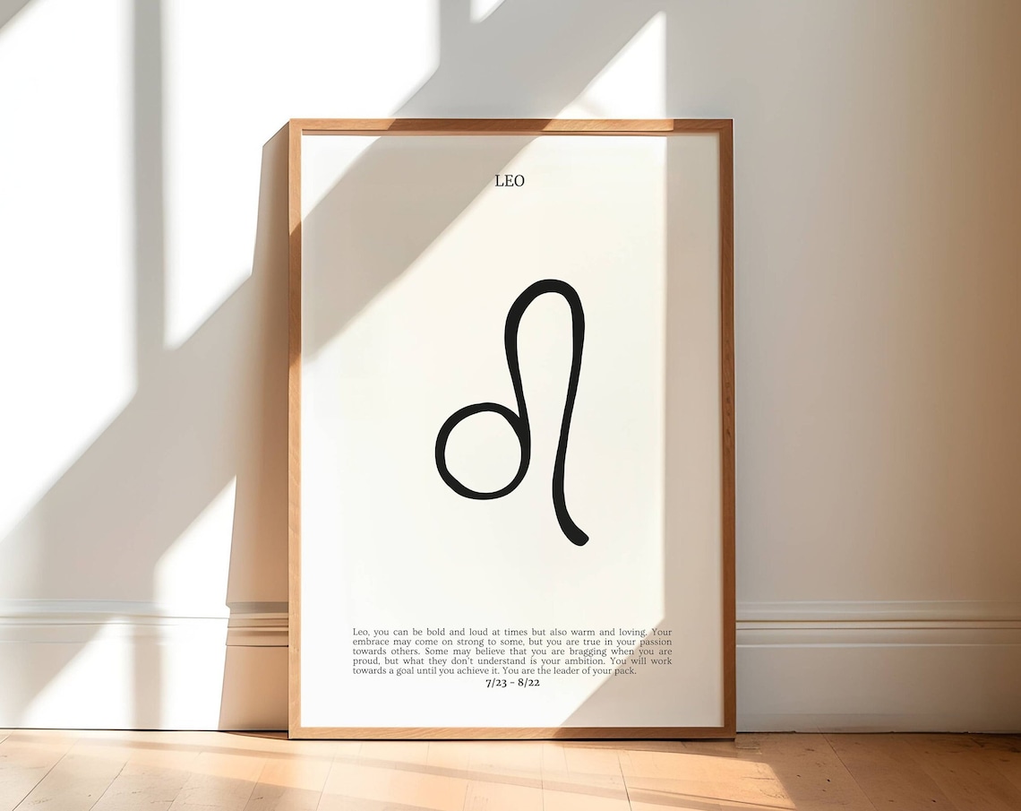 Leo Zodiac Sign Symbol Minimal Black And White Astrology Poster