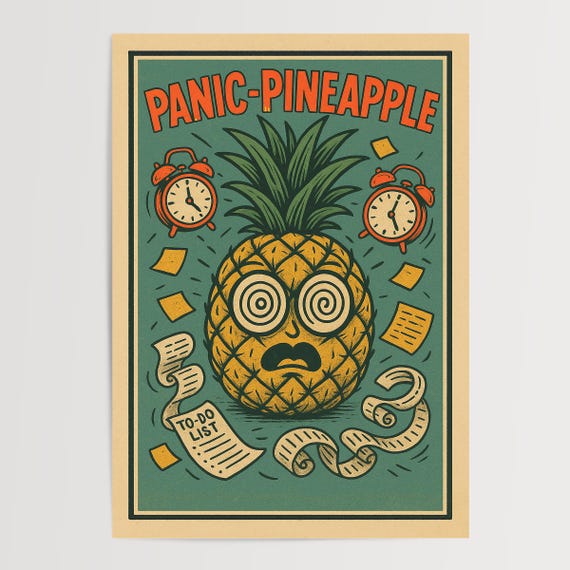Panic Pineapple Print Funny Anxiety Poster Humorous Office Decor