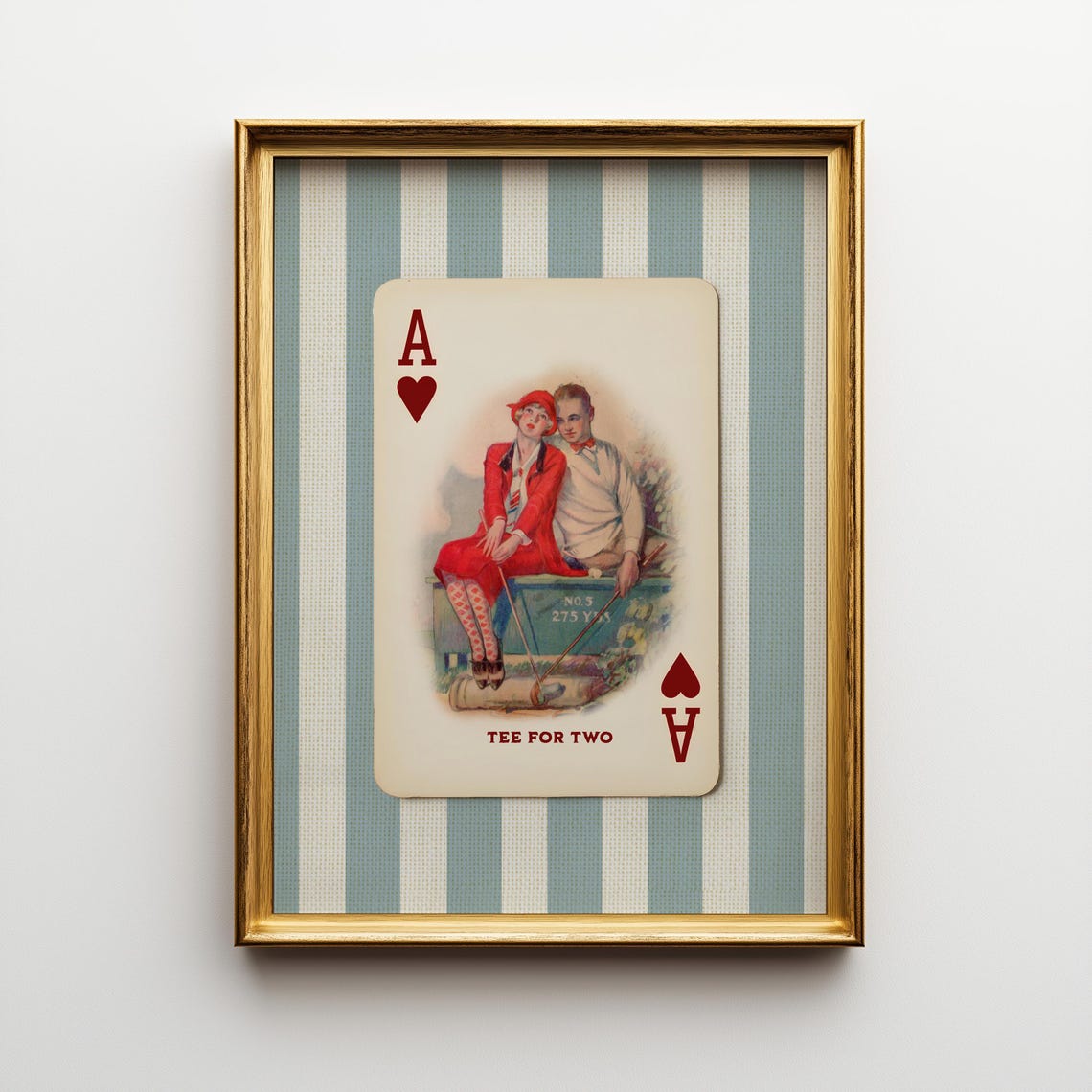 Tee For Two Vintage Romantic Golf Couple Ace Of Hearts Poster