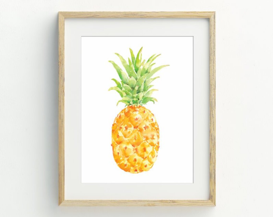 Pineapple Watercolor Minimalist Kitchen Art Print