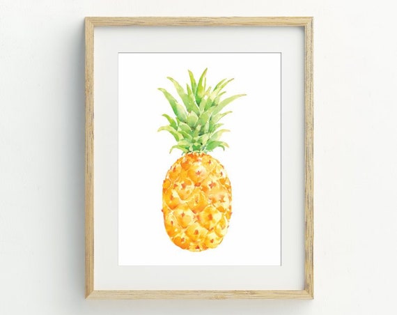 Pineapple Watercolor Minimalist Kitchen Art Print