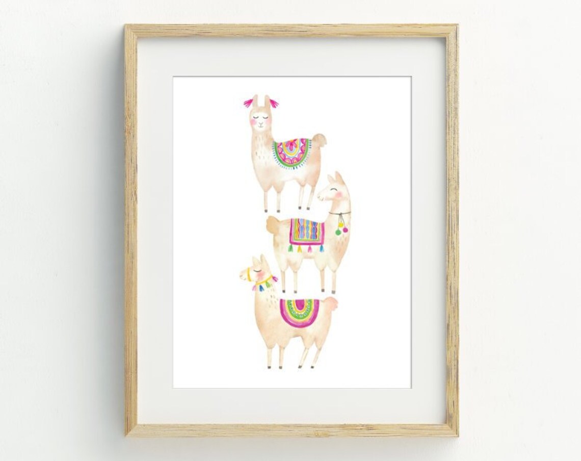 Stacked Llamas Nursery Wall Art Art Print