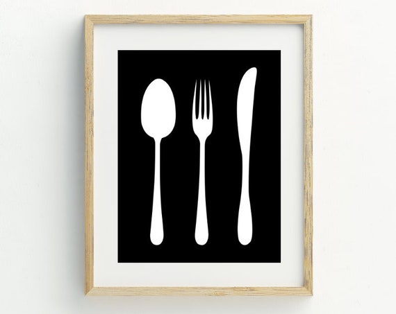 Cutlery Minimalist Kitchen Art Print, Spoon Fork Knife