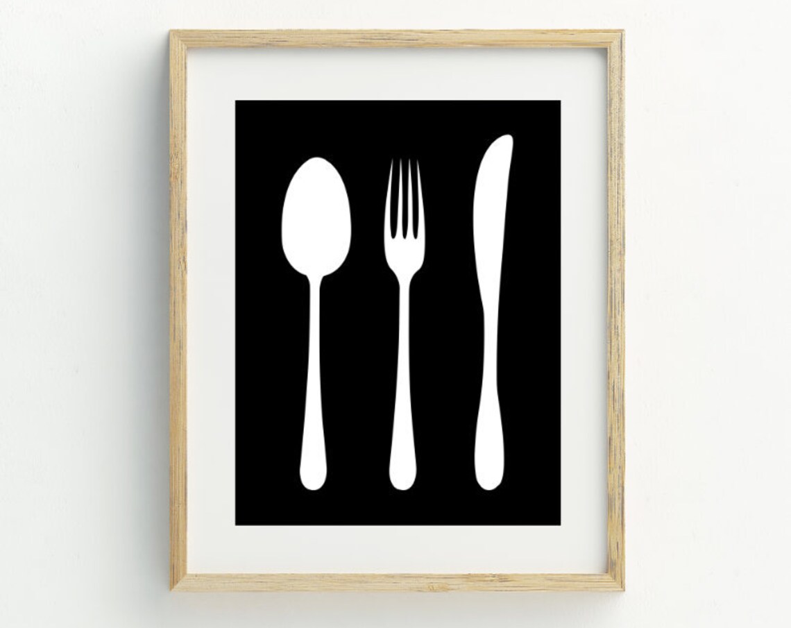 Cutlery Minimalist Kitchen Art Print, Spoon Fork Knife