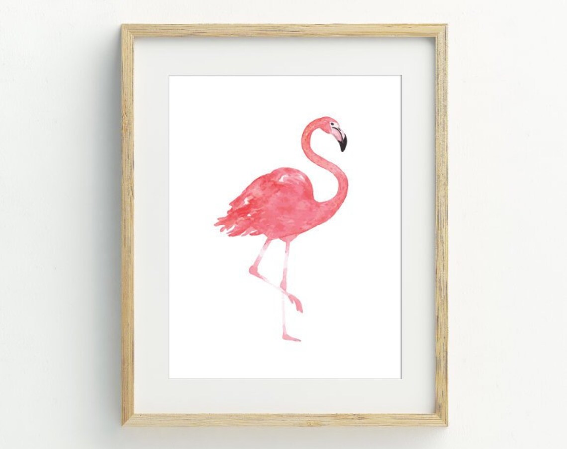 Flamingo Minimalist Bird Art Print, Nursery Decor