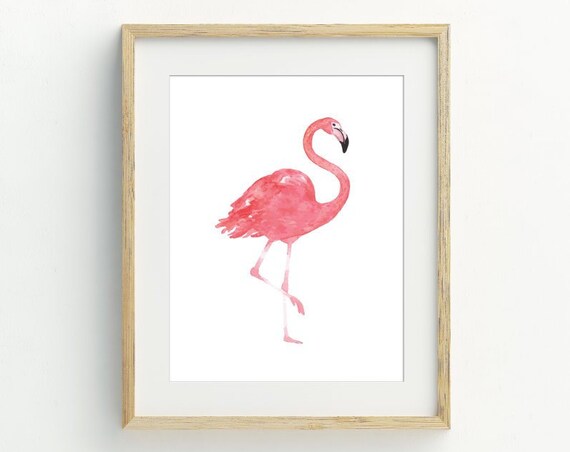 Flamingo Minimalist Bird Art Print, Nursery Decor
