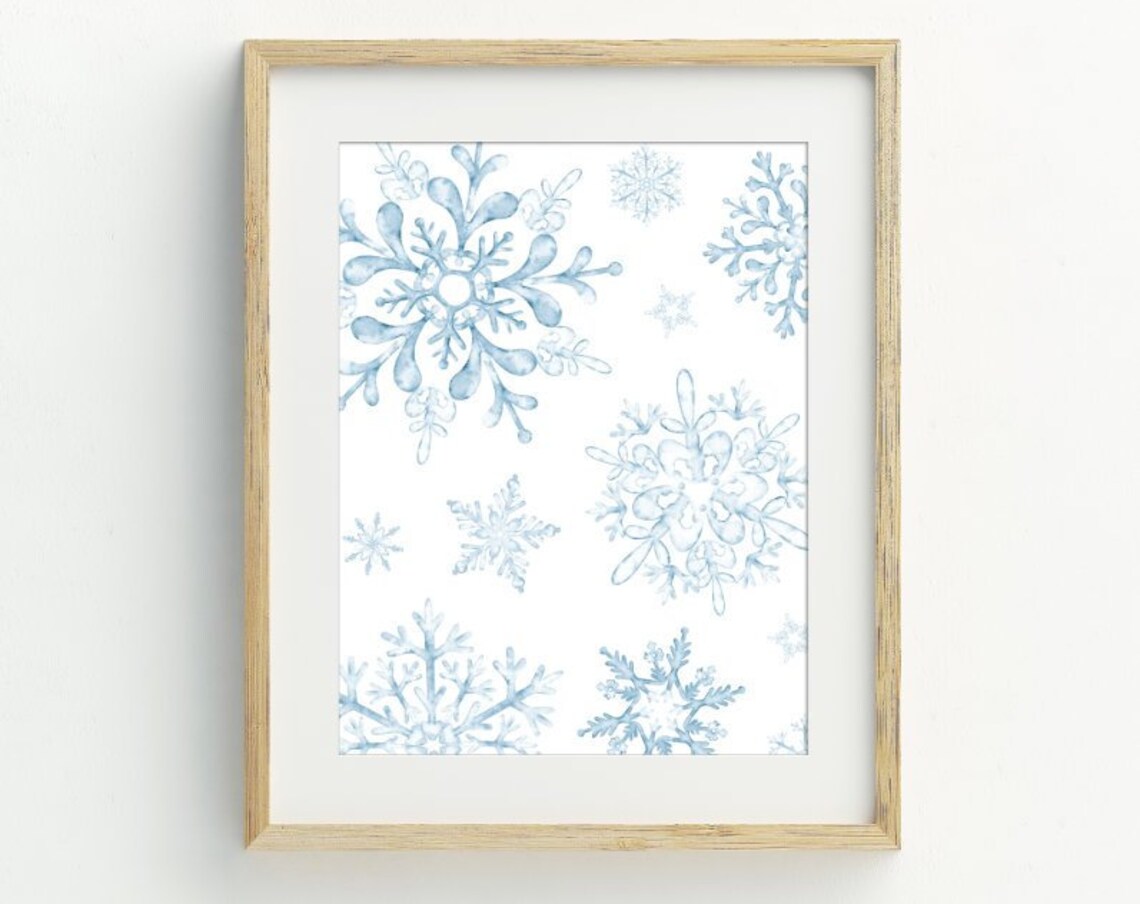 Snowflakes Winter Christmas Decor Art Print