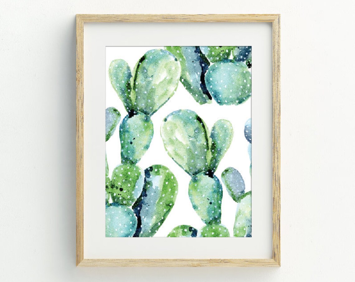 Watercolor Cactus Wall Art, Southwestern Decor