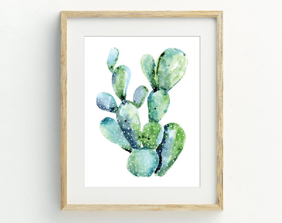 Watercolor Cactus Art Print, Southwestern Botanical Decor