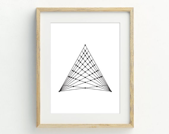 Triangle Print Geometric Art Black And White Minimalist Wall Decor Contemporary Wall Decor 5x7 8x10 11x14