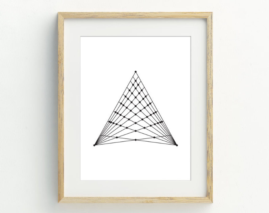 Black Triangle Geometric String Line Art Minimalist Abstract Poster