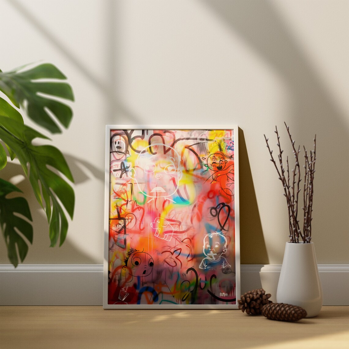 Graffiti Spray Paint Baby Faces Street Art Pink Yellow Pop Art Poster - Image 4