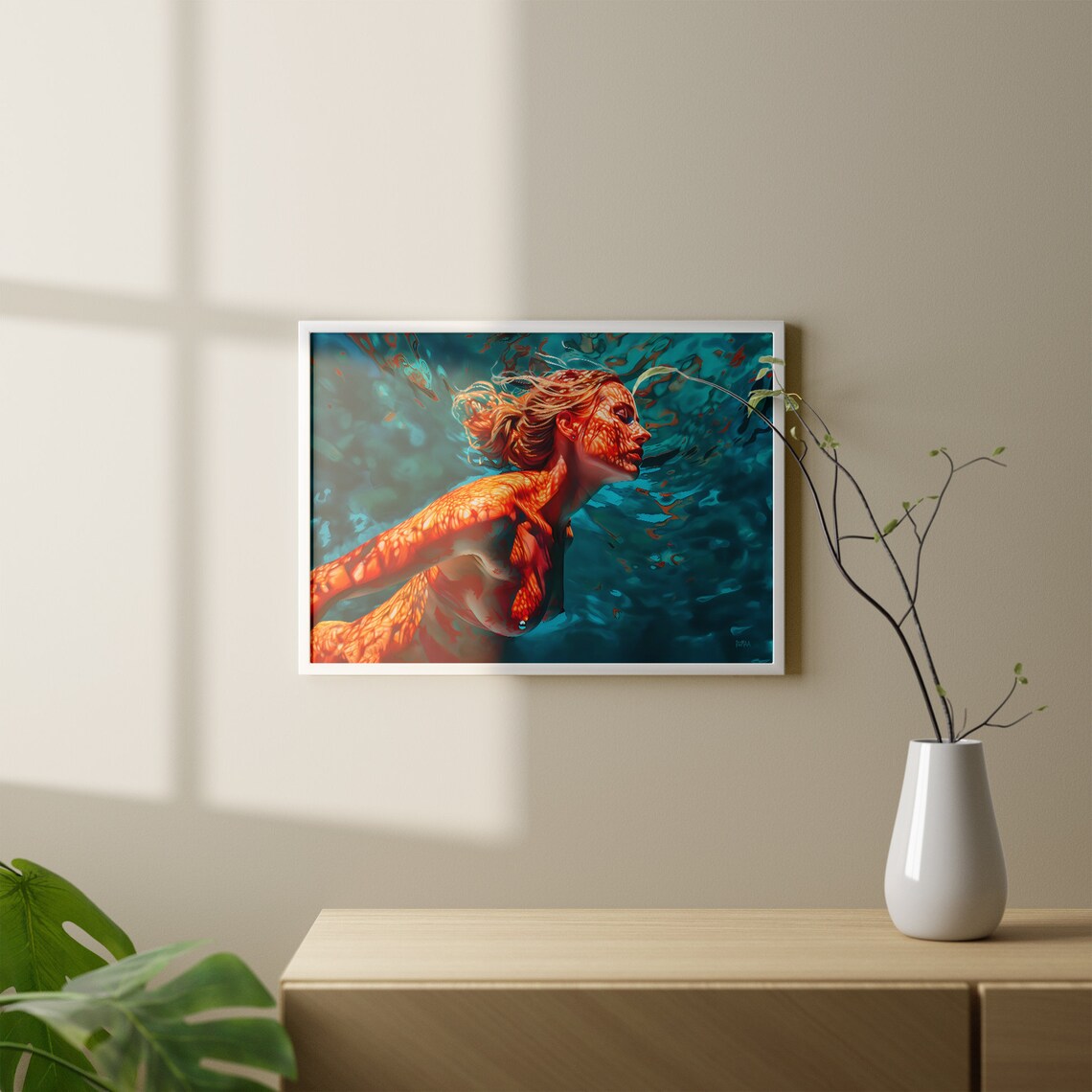 Sensual Female Body Submerged Serenity Art Print - Image 4