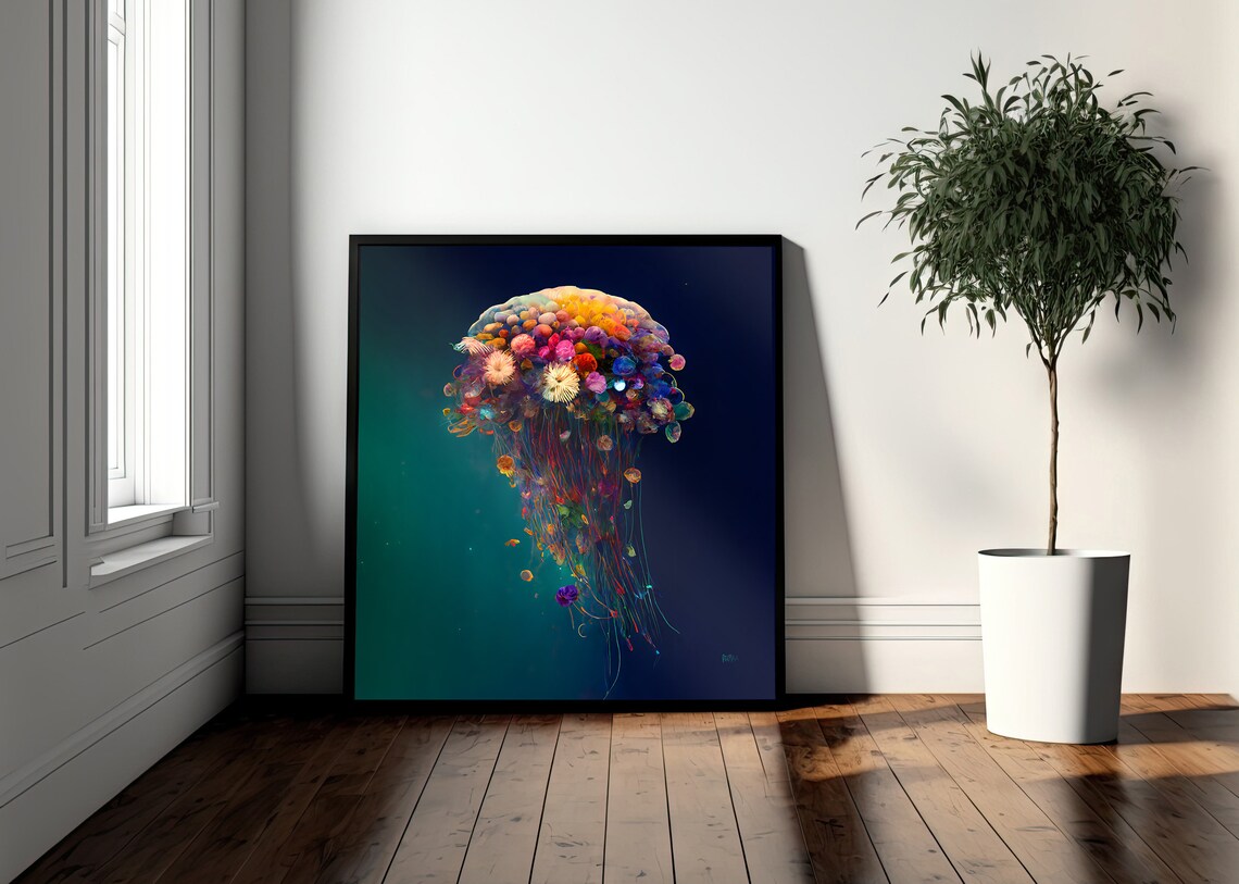 Jellyfish Ocean Life Oil-Style Art Print - Image 5