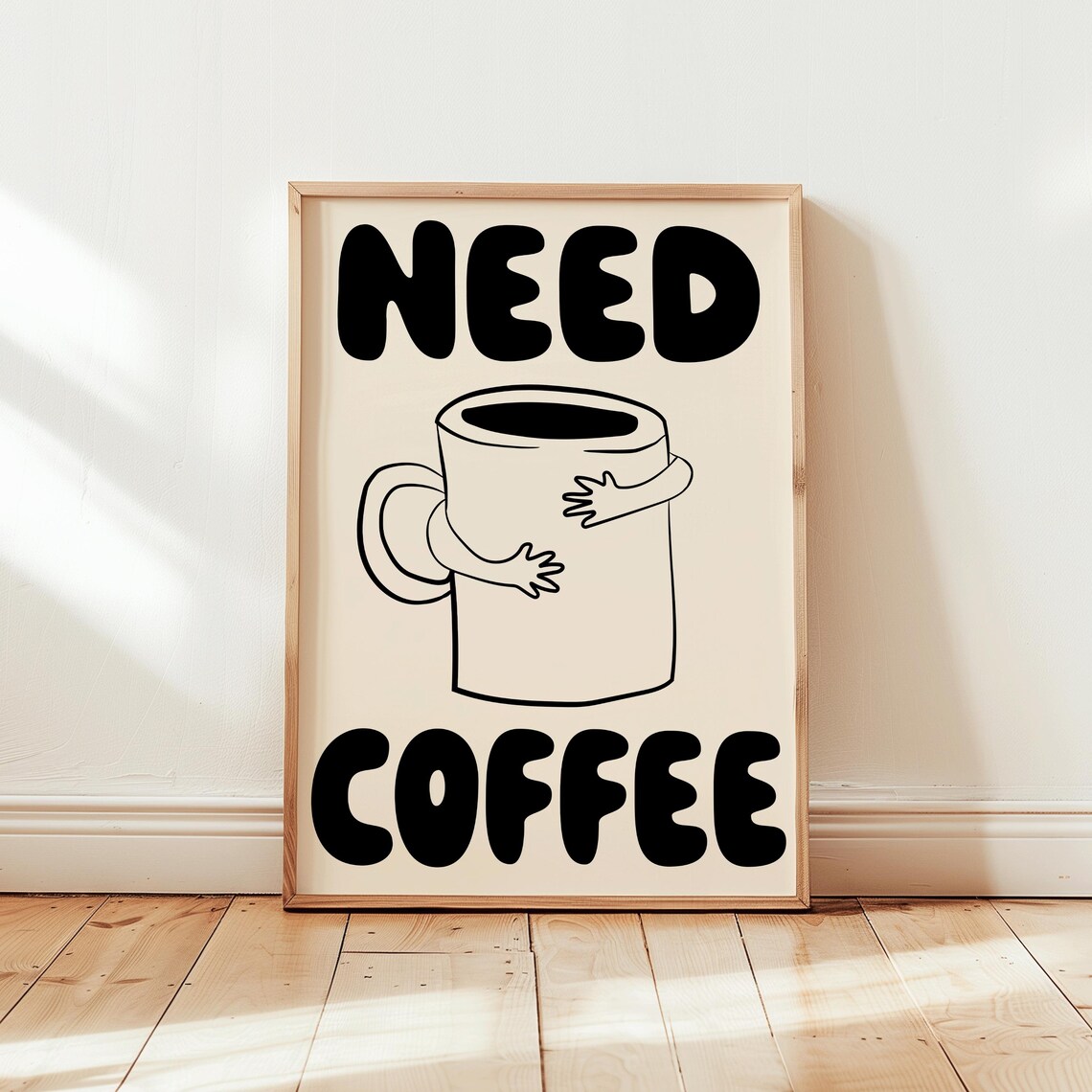 Need Coffee, Funny Hand-Drawn Doodle Art Print - Image 3