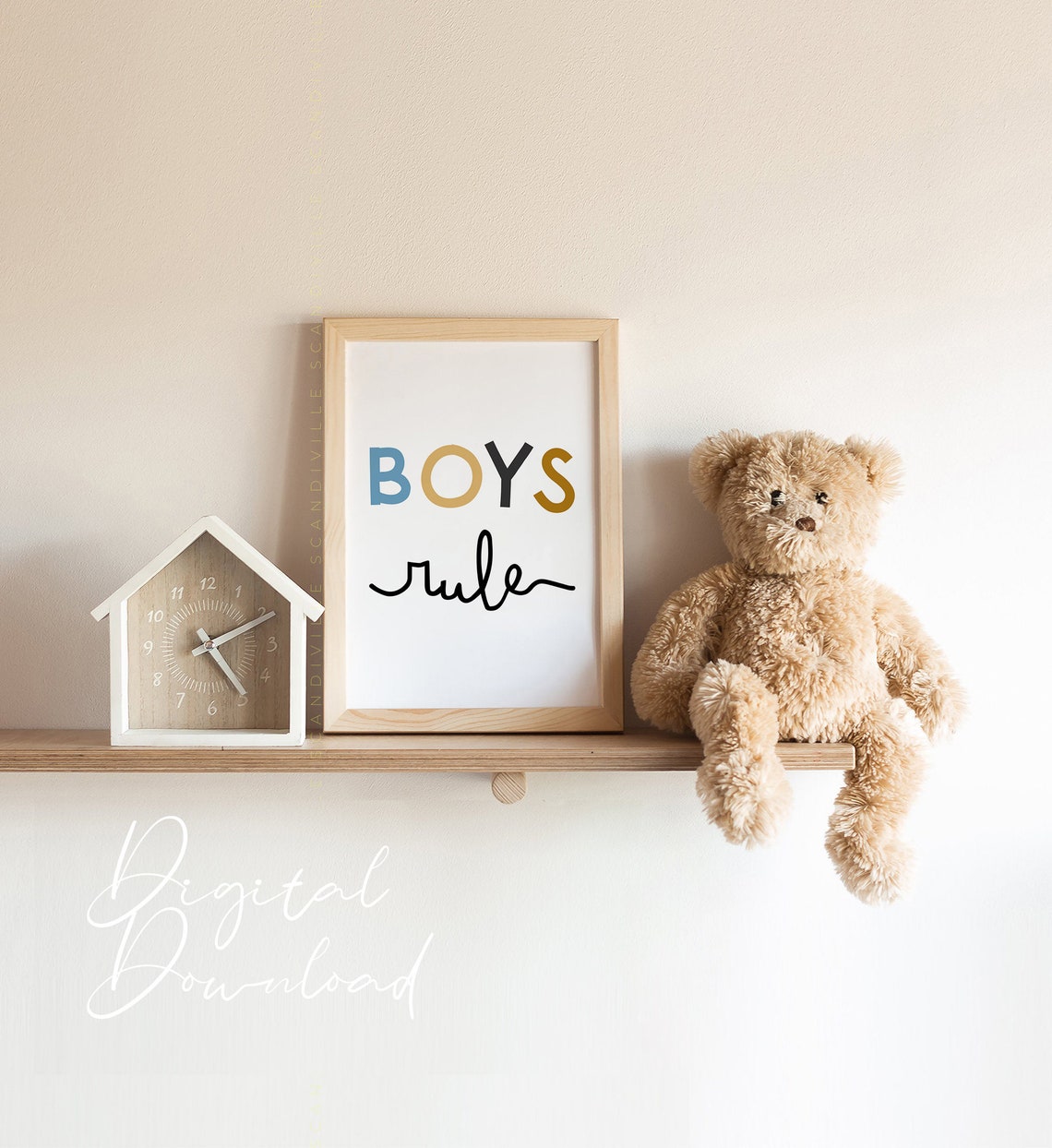 Boys Rule Colorful Lettering Script Quote Boys Bedroom Poster - Image 2