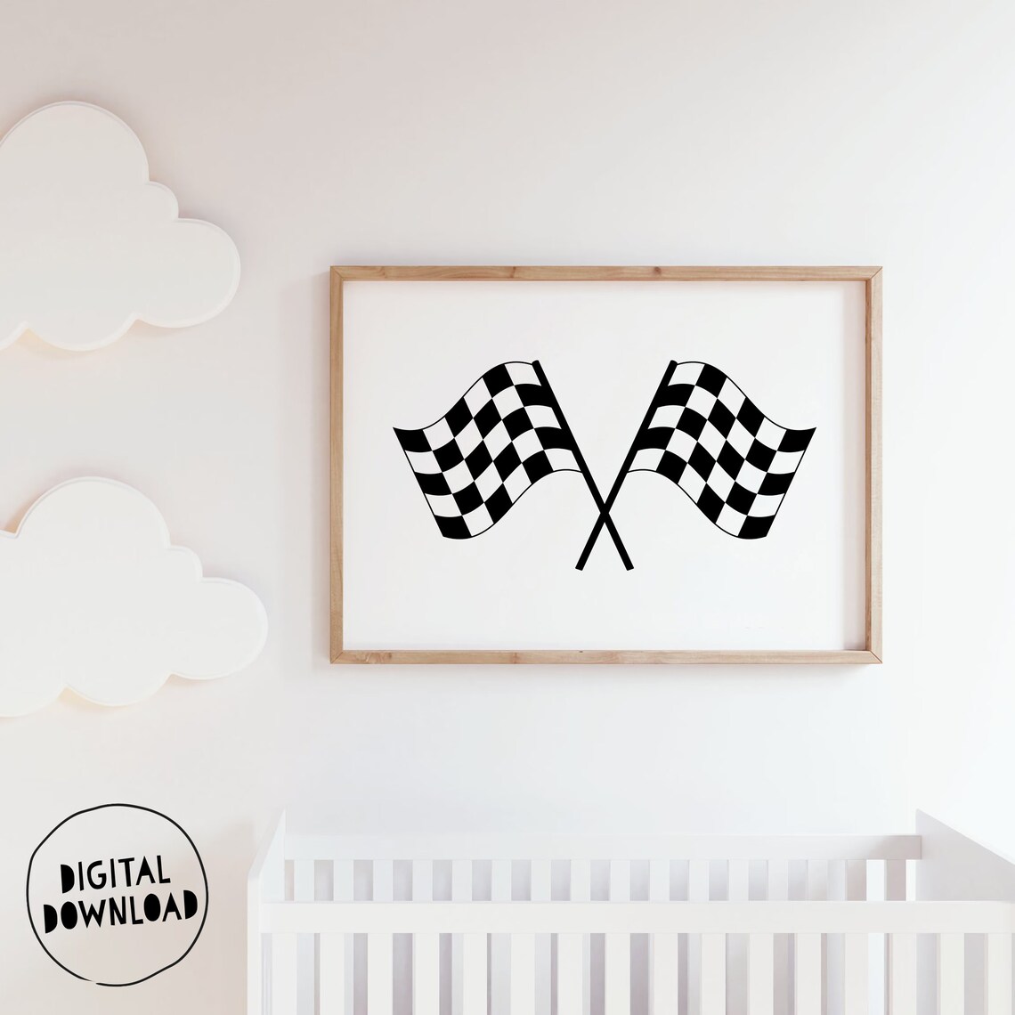 Checkered Race Flags Art Print, Boys Room Decor - Image 3