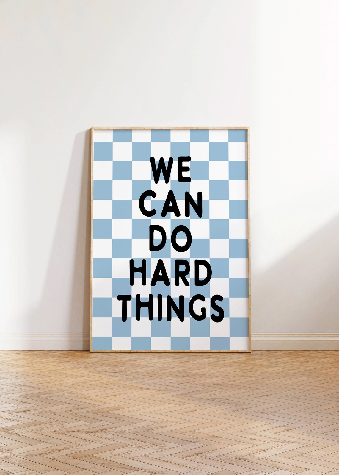 We Can Do Hard Things Quote Blue Checkerboard Boys Room Poster - Image 3