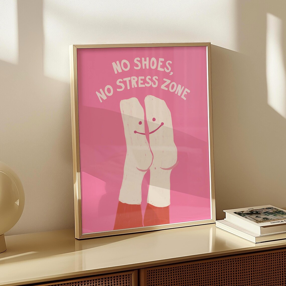 No Shoes No Stress Zone Funny Socks Feet Quote House Rules Poster