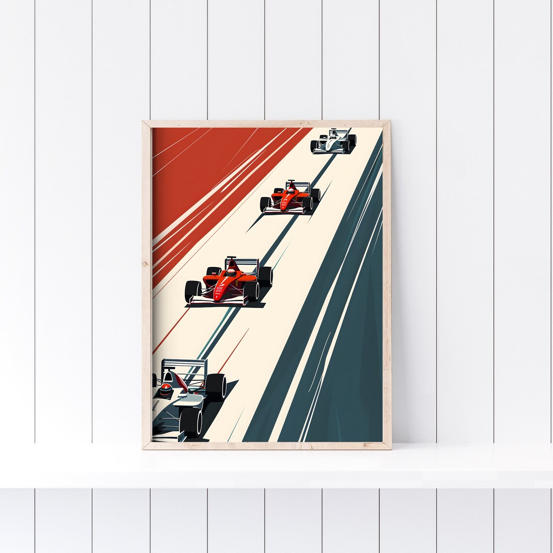 Formula One Race Cars Speeding Circuit Motorsport Poster Art - Image 2