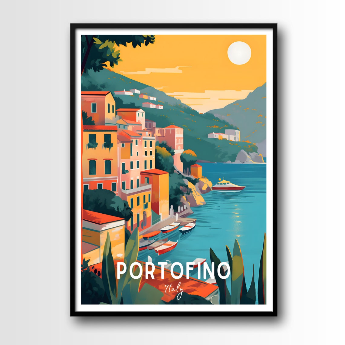Portofino Travel Poster Portofino Wall Art Print Portofino Travel Art Poster Portofino Print Italy Wall Art