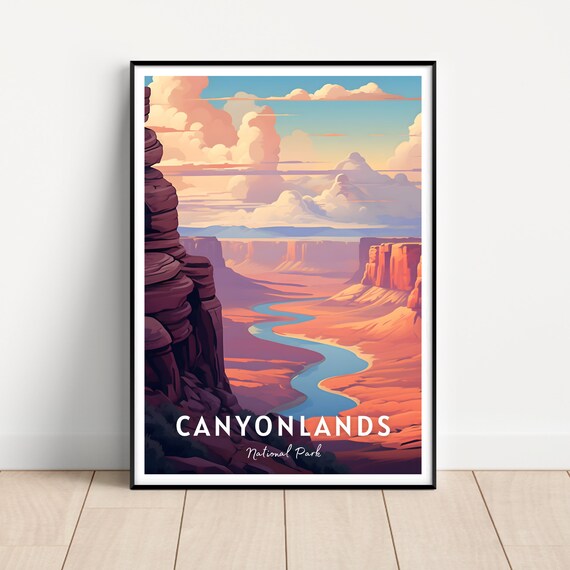 Canyonlands National Park Winding River Canyon Sunset Travel Poster