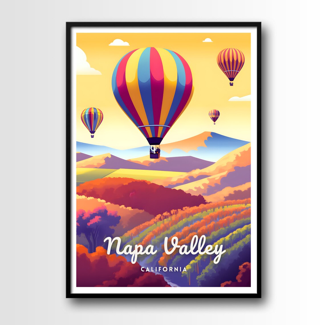 Napa Valley Travel Poster, California Wine Region