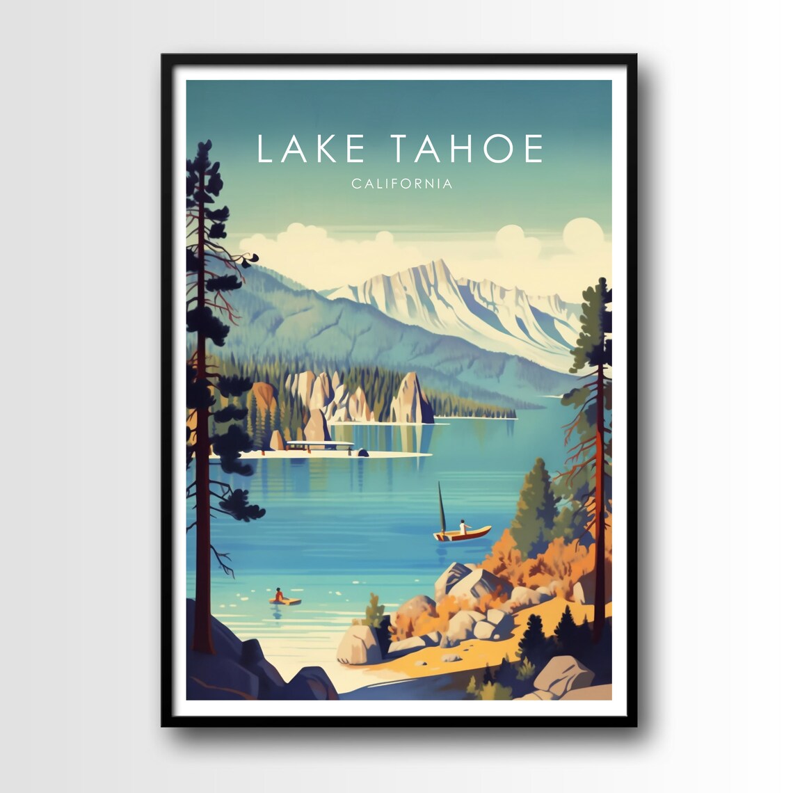 Lake Tahoe Travel Poster, Lake and Mountain Art Print - Image 2