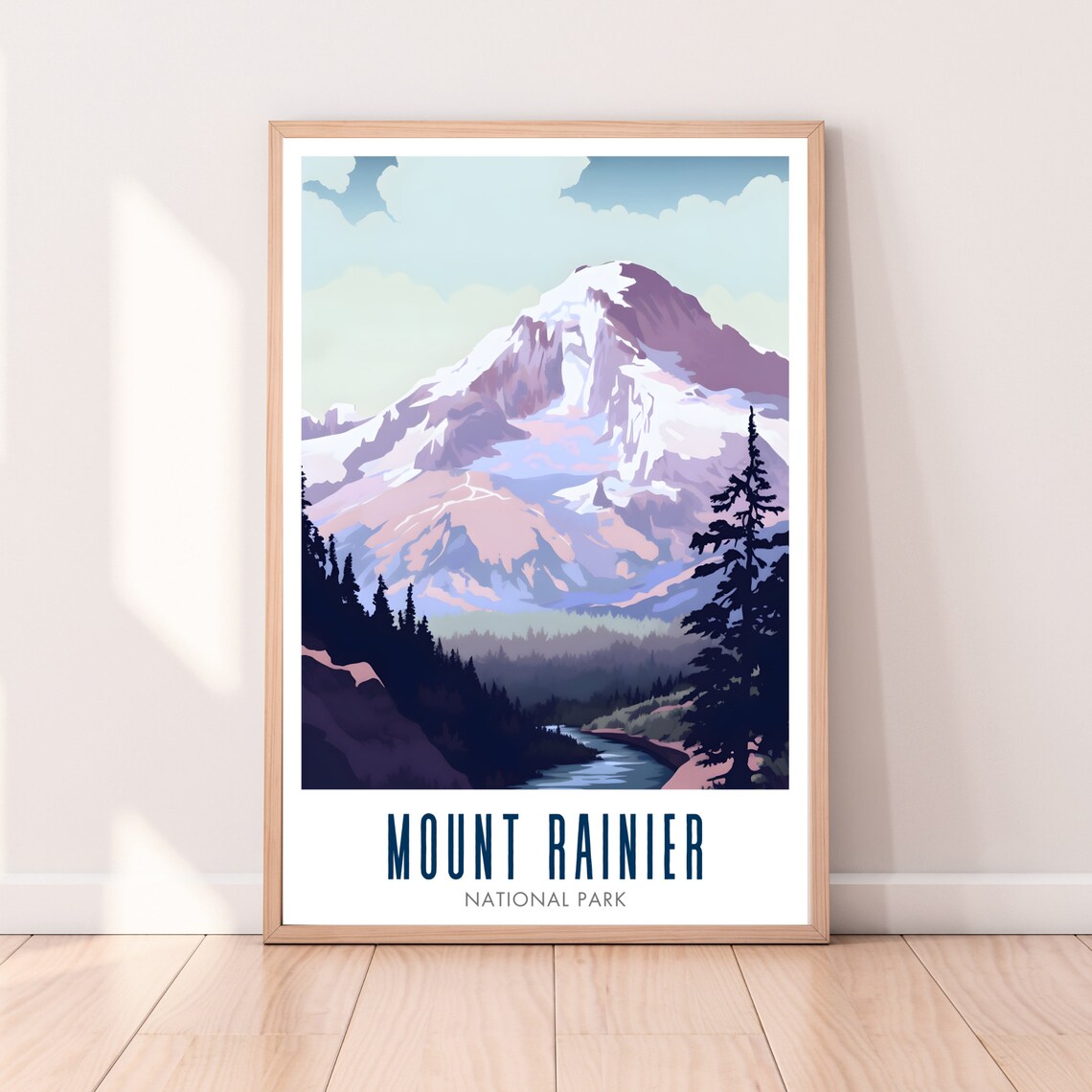 Mount Rainier Travel Poster, Mountain Landscape Print