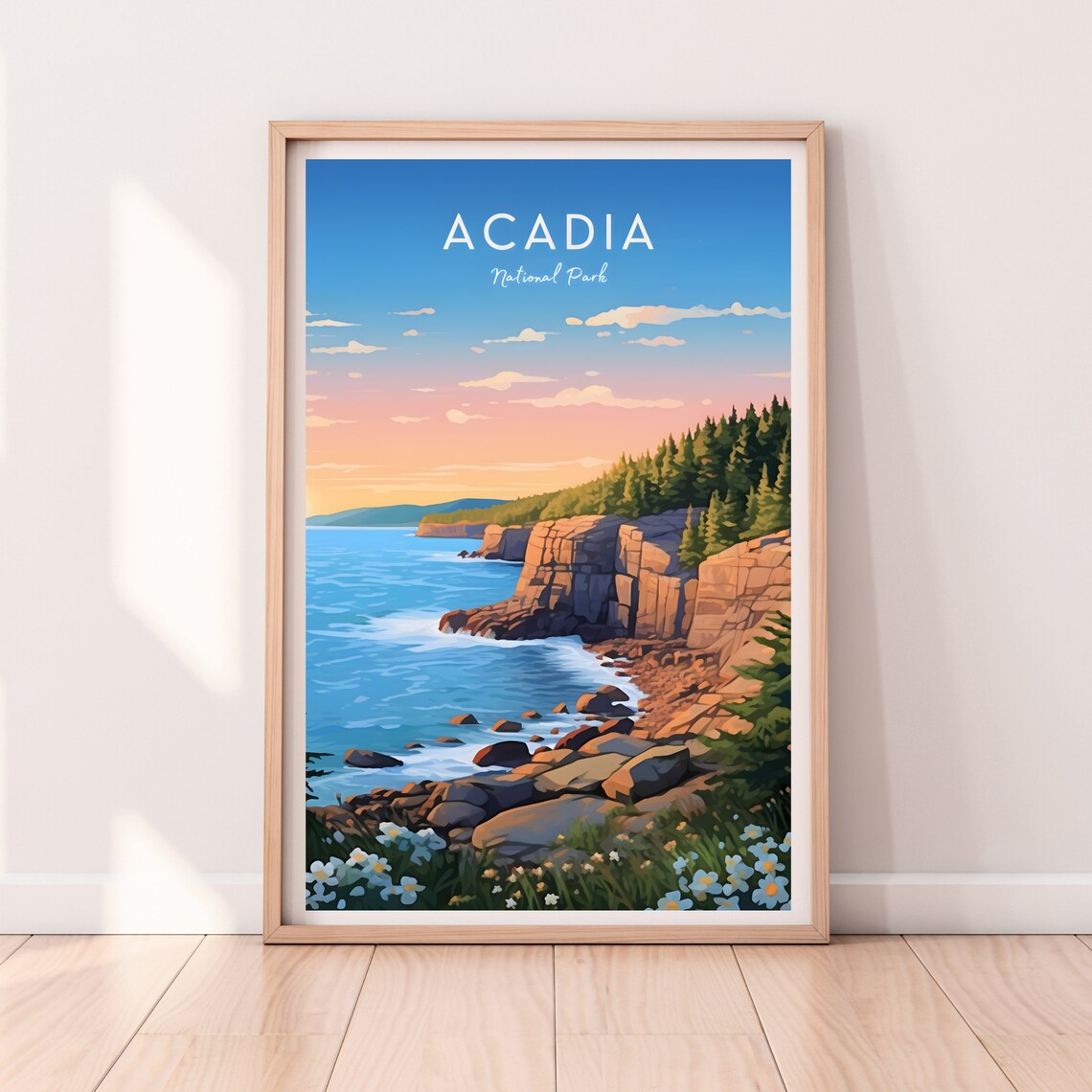 Acadia National Park Travel Poster, National Park Art Print