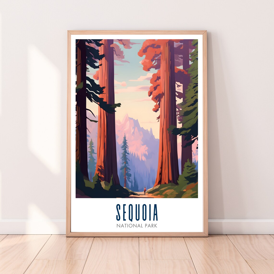 Sequoia National Park Giant Redwood Forest Trail Vintage Travel Poster