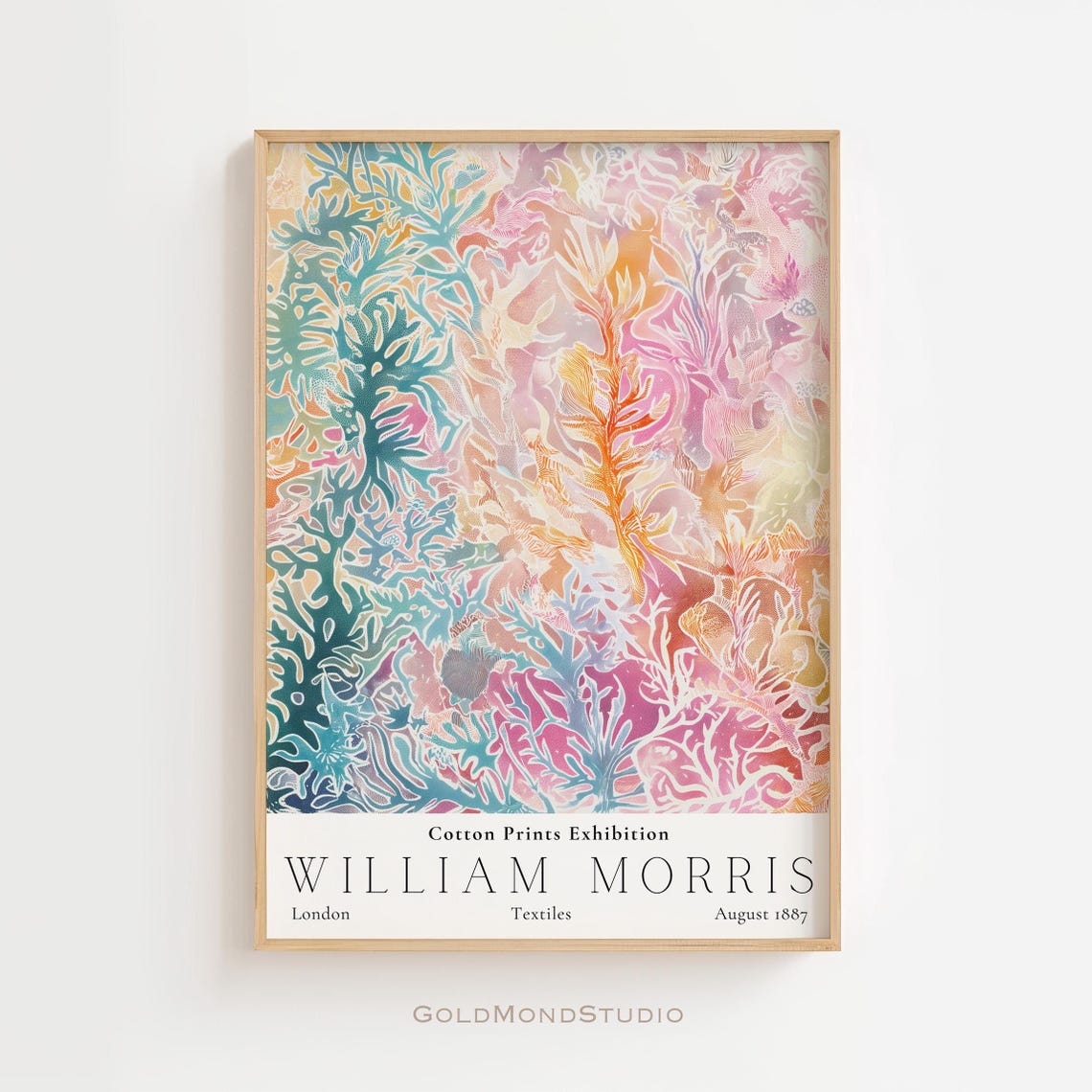 William Morris Pastel Botanical Cotton Textile Exhibition Art Poster