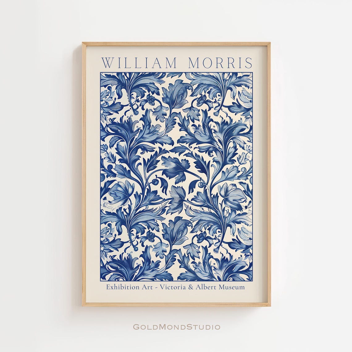 William Morris Blue Acanthus Floral V&A Exhibition Art Poster