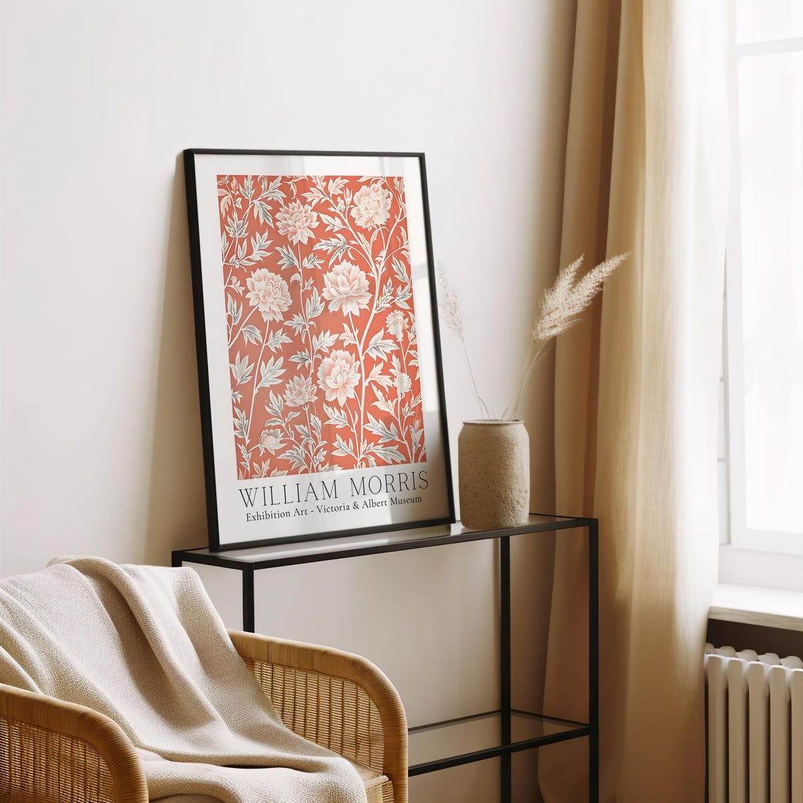 William Morris Coral White Peony Victoria and Albert Museum Poster - Image 2