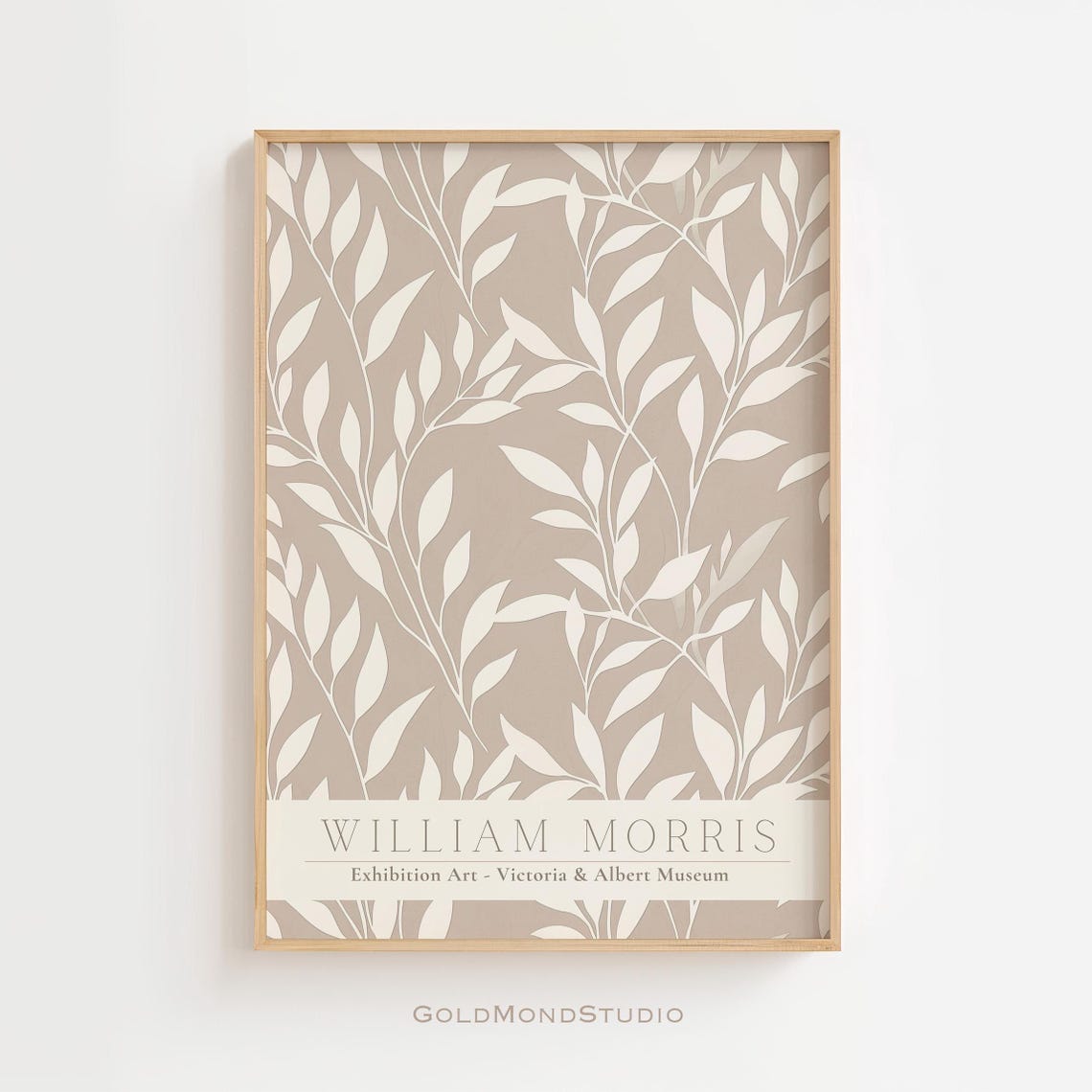 William Morris Taupe Cream Leaves Victoria and Albert Museum Poster