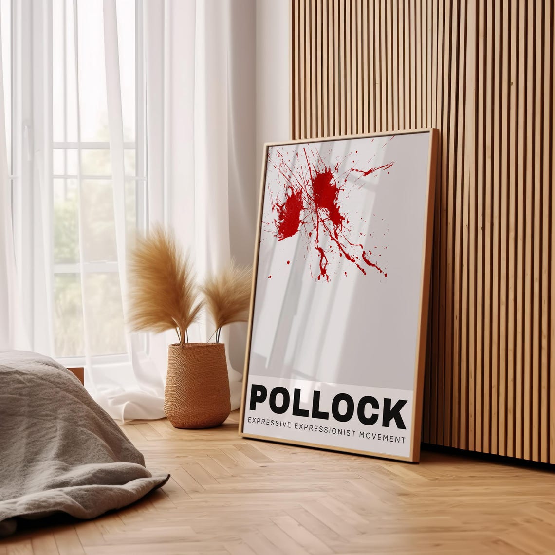 Pollock Red Splatter on White Abstract Expressionism Art Poster - Image 3
