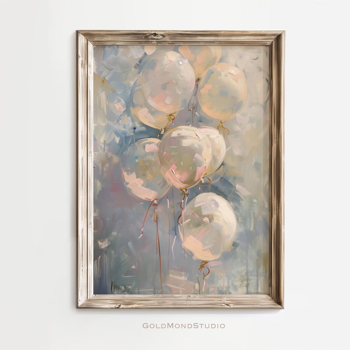 Pastel Balloons Impressionist Oil Painting Nursery Art Poster