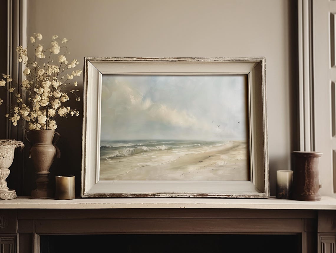 Gentle Waves On Calm Sandy Beach With Seagulls Seascape Poster - Image 3