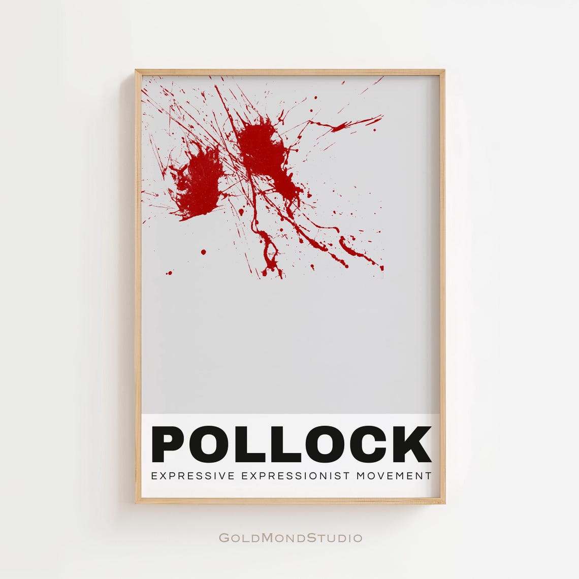 Pollock Red Splatter on White Abstract Expressionism Art Poster