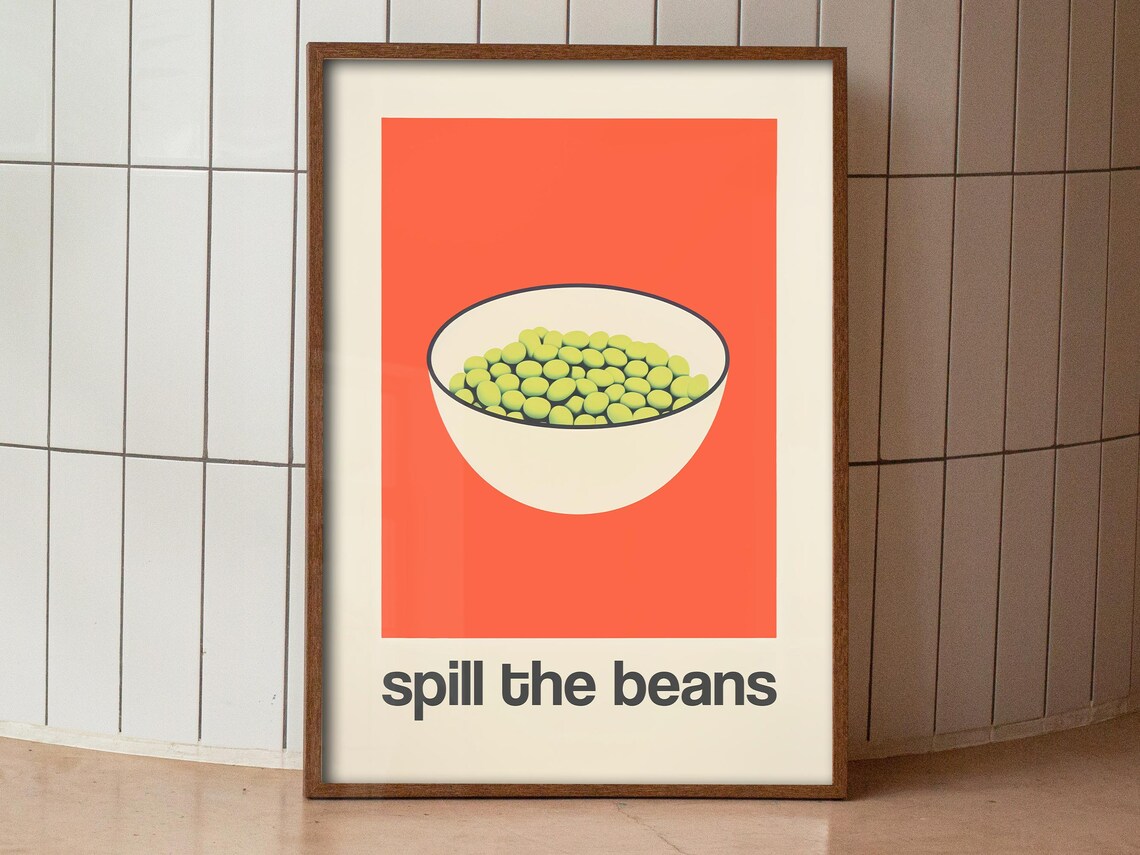 Spill The Beans Bowl Of Green Beans Mid Century Kitchen Poster - Image 4