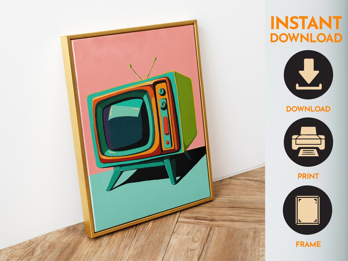 Vintage TV Set Print, Mid-Century Retro Wall Art - Image 6