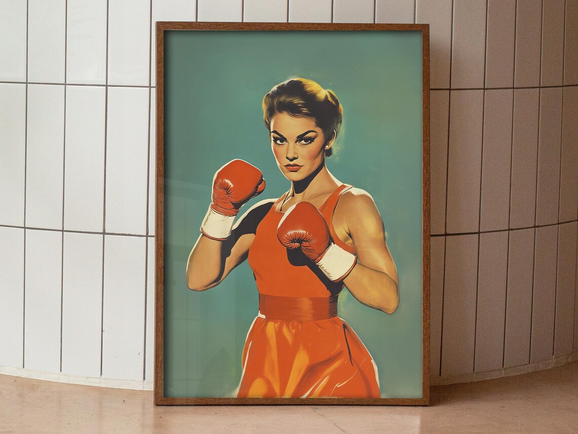 Female Boxer Retro Gym Wall Art Print - Image 4