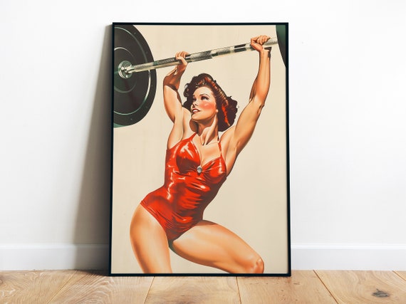 Retro Gym Poster Art For Gym Wall Art Weightlifting Art Retro Poster Home Gym Wall Decor Bodybuilder Girl Poster Workout