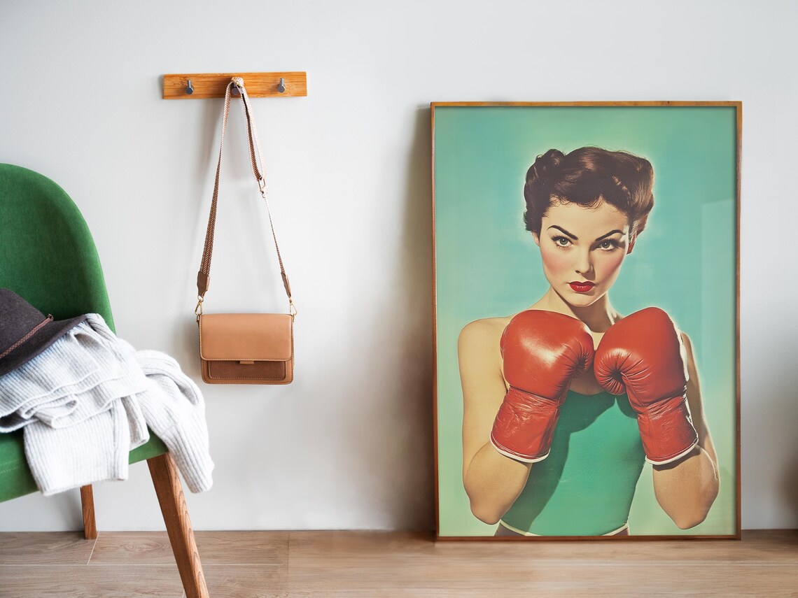 Female Boxer Retro Art Print, Gym Wall Decor - Image 5
